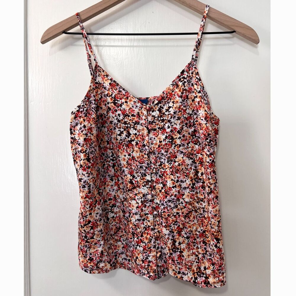 Old Navy Purple Pink Orange Black Floral Cami Top Spaghetti Straps Women's XS